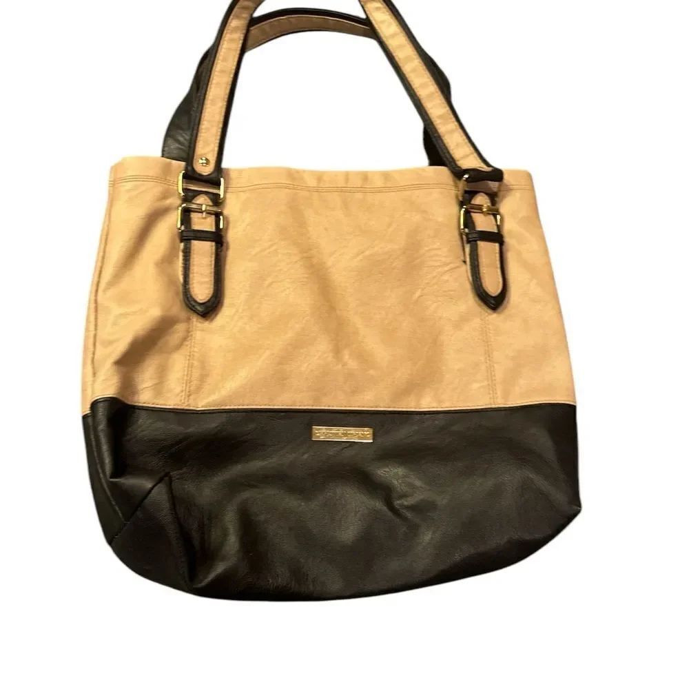 Christian Siriano Two-Tone Black and Tan Tote Bag For Payless